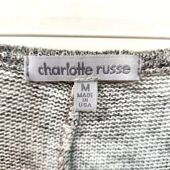 CHARLOTTE RUSSE Lace Skull Fine Knit Grey Heather Sweater Stretch Tunic Top (M) - Picture 9 of 9